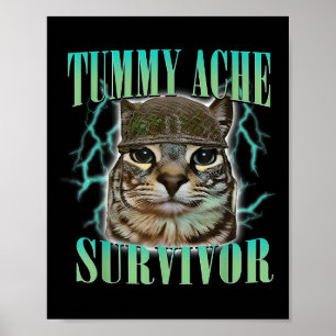 Poster Drôle Tummy Ache Survivante Mème Chat Dit Chats An