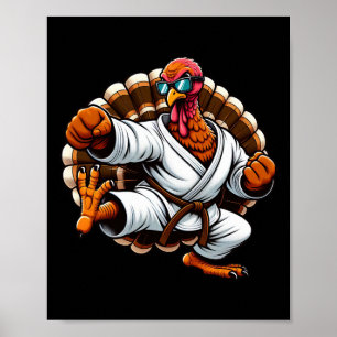 Poster Drôle Turquie Thanksgiving Karate Judo Martial Art