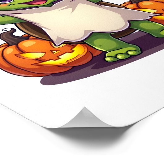 Poster Drôle Turtle Ghost Citrouille Boo Halloween Kids M (Coin)