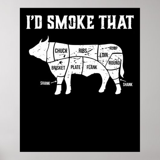 Poster Drôle Vache Barbecue Pit Master Cadeau (Devant)