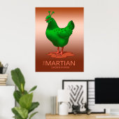 Poster Drôle Vert martien Alien poulet (Bureau à domicile)