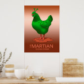 Poster Drôle Vert martien Alien poulet (Cuisine)