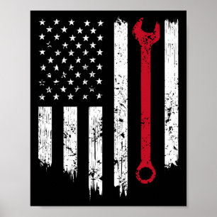 Poster Drôle Vintage Mécanique Distressed American Drapea