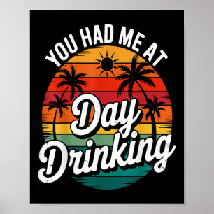 Poster Drôle Vous M'aviez Au Jour Boire Rétro Plage Été