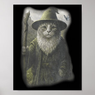 Poster Drôle Weird Kitten Wizard Ghost Cat Meme Catdalf H