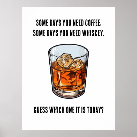 Poster Drôle Whiskey Tumbler - Café ou Whiskey? (Devant)