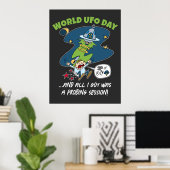 Poster Drôle World UFO Day Probing Session Cartoon (Bureau à domicile)