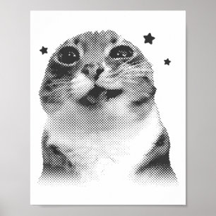 Poster Drôle Y2k Retro Chat Silly Vintage Kitten Mat Chat