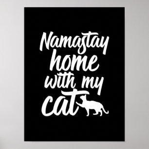 Poster Drôle Yoga Kitten Lover Namastay Home Avec Mon Cha