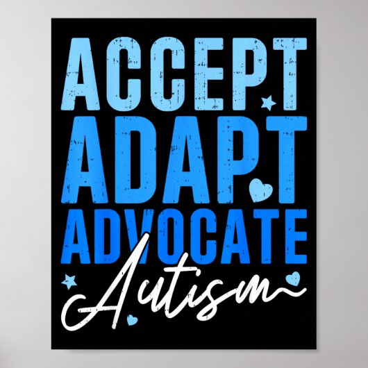 Poster Drôles Accepter Adapter Défendre Autisme Sensibili (Devant)
