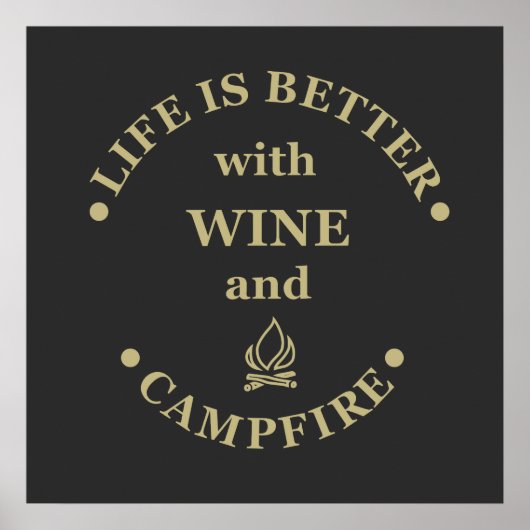Poster Drôles de citations de camping et de vin (Devant)