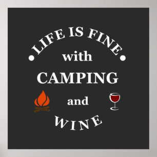 Poster Drôles de citations de camping et de vin