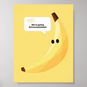 Poster Drôles de faveurs de fête à la banane rétro avec j