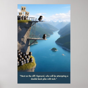 Poster Drôles de lemmings anthropomorphes bondissants en 