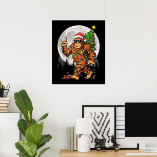 Poster Drôles de lumières de Noël et lune de Bigfoot