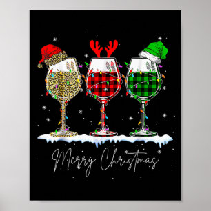 Poster Drôles de Noël Srits Verres De Vin Xmas Vacances P