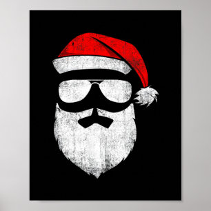 Poster drôles santa claus visage lunettes de soleil avec