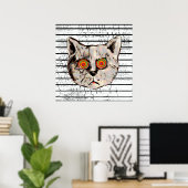 Poster drôles yeux en spirale de chat fou (Bureau à domicile)