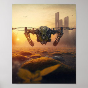 Poster Drone Apocalyptique au lever du soleil