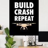 Poster Drone de construction Crash Repeat (Bureau à domicile)