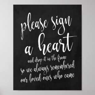 Poster Drop A Heart In Frame Chalkboard Wedding 8x10 Sign
