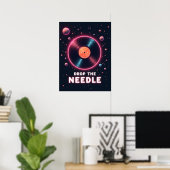 Poster Drop the Needle – Retro Vinyl in Space (Bureau à domicile)