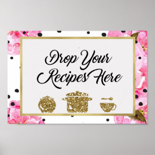 Poster Drop Your Recipes Here Bridal Shower Sign