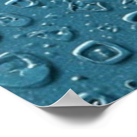 Poster Droplets numériques incorporés sur surface bleue (Coin)