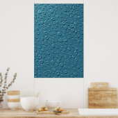 Poster Droplets numériques incorporés sur surface bleue (Cuisine)