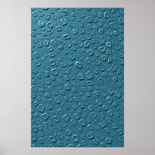 Poster Droplets numériques incorporés sur surface bleue (Devant)