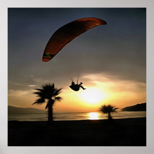 Poster Dropzone At Dusk Adventure Paraglider Art (Devant)