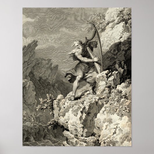 Poster Druide gallois jouant de la harpe (Devant)