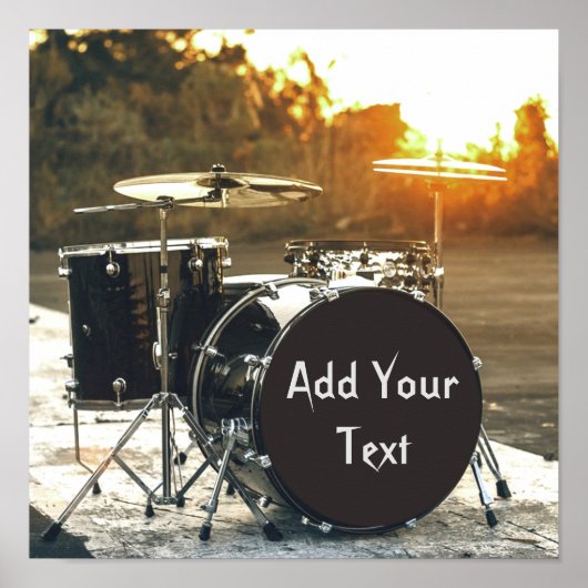 Poster Drum Kit Drummer Rock Personnaliser la Personnalis (Devant)