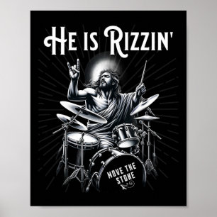 Poster Drum Percussion Drôle Rizz Il Est Rizzin Jesus Dru