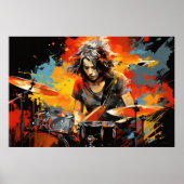 Poster Drum Player Musique Peinture Art Décor Abstrait (Devant)