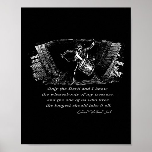 Poster Drumage Squelette Pirate Avec Citation Barbe Noire (Devant)