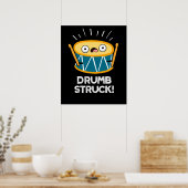 Poster Drumb Frappé Funny Drummer Drum Pun Dark BG (Cuisine)