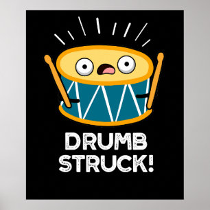 Poster Drumb Frappé Funny Drummer Drum Pun Dark BG