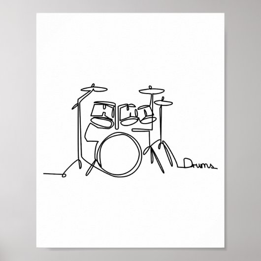 Poster Drummer Music Design Drums One-Line (Devant)