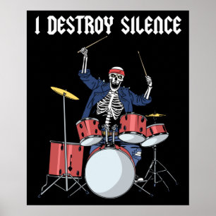 Poster Drummer Rock Music Band Drums I Destroy Silence