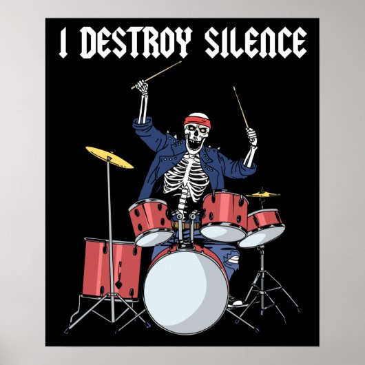 Poster Drummer Rock Music Band Drums I Destroy Silence (Devant)