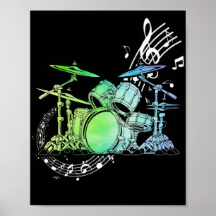 Poster Drummer Watercolor  Drummer Musician Drumsticks
