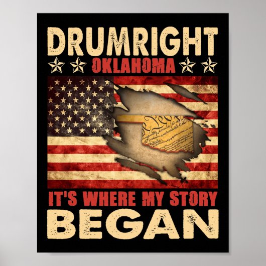Poster Drumright Oklahoma Drapeau États-Unis 4 Juillet (Devant)