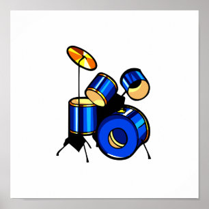 Poster Drumset Graphic Bleu version piège image ensemble