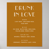 Poster Drunk in love. Boissons de mariage jaune moutarde (Devant)