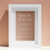 Poster Drunk in love. Boissons mariages modernes rose pâl