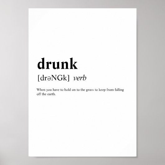 Poster Drunk - Signification du dictionnaire (Devant)
