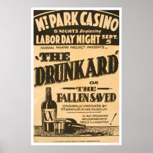 Poster Drunkard Comedy Barnum 1938 WPA
