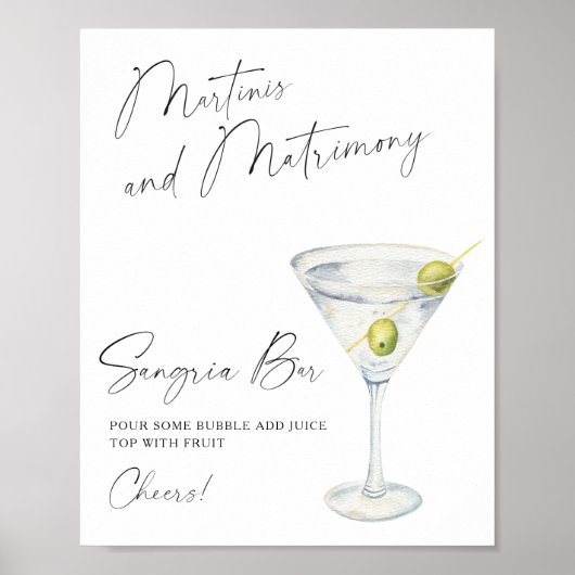 Poster Dry Martini nuptiale douche sangria bar (Devant)