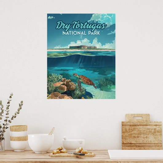 Poster Dry Tortugas Parc National Floride Turtle (Cuisine)